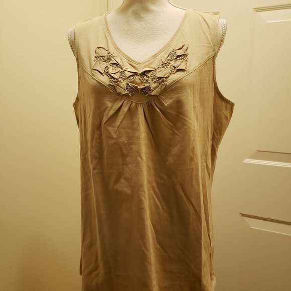 NwithoutT Coldwater Creek Beaded Origami Tank - Picture 1 of 6